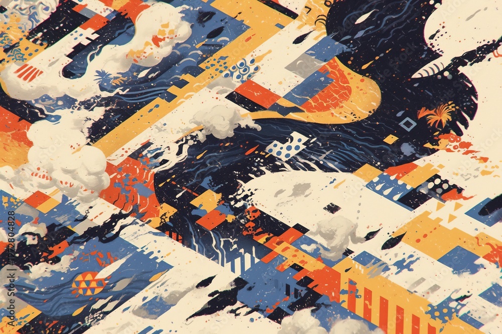 Naklejka premium Abstract Geometric Pattern, Artistic Design, Dynamic Background