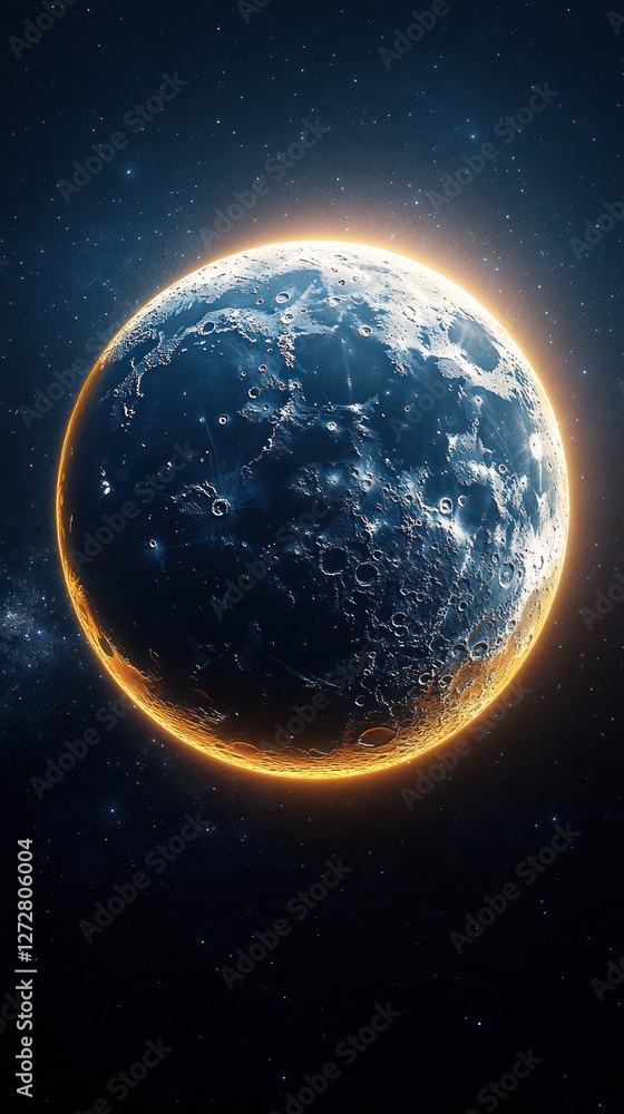 Obraz premium Majestic Celestial Orb: A Lunar Portrait in Deep Space