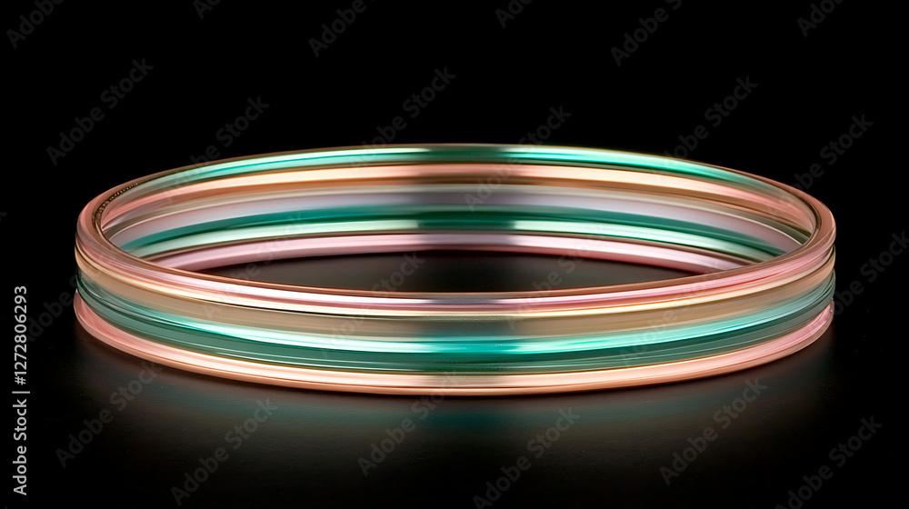 Elegant Arrangement of Multiple Pastel Bangles on a Reflective Black Surface Jewelry Still Life. Elegant Arrangement of Multiple Pastel Bangles on a Reflective Black Surface Jewelry Still Life.