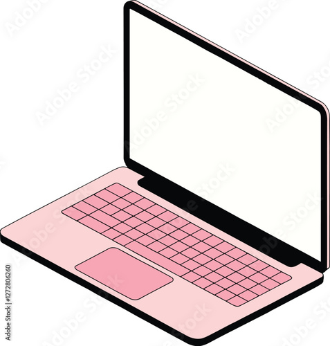 Pink Isometric Laptop