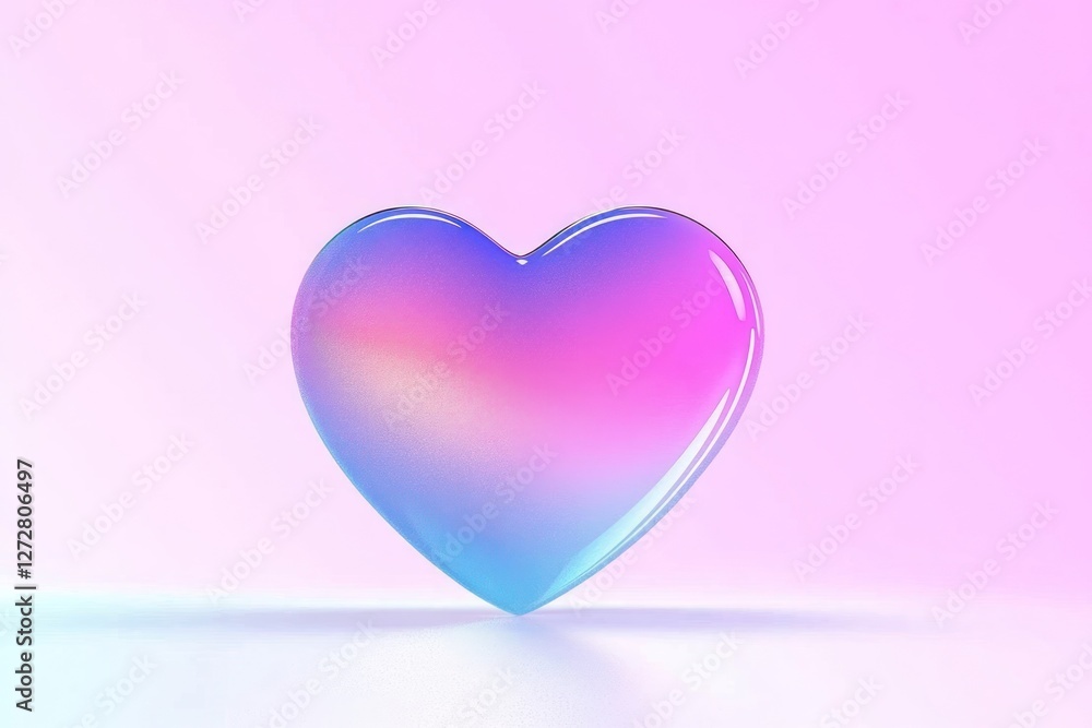 Pastel Neon Holographic Heart Gradient Texture on White Background Pastel Neon Holographic Heart Gradient Texture on White Background