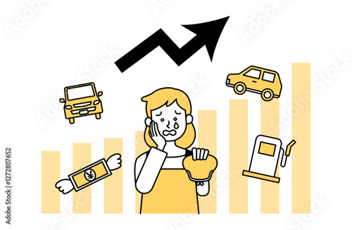 車関連の費用が増大するベクターイラスト