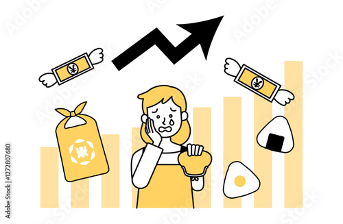 米価格の高騰のベクターイラスト