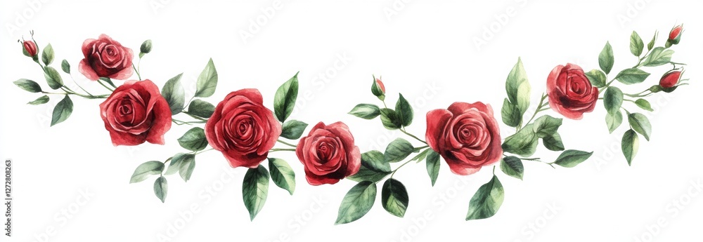 custom made wallpaper toronto digitalRoses with greenery frame border on white background. Beautiful template for wedding invitation or greeting card, banner.