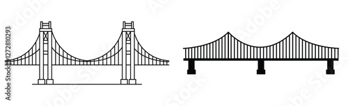 Bridge icons set. bridge line icon set vector. Gate bridge and River architecture symbol vector illustration. Bridge and Arch Icons and Symbols. 