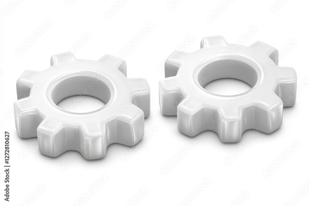 Glossy White Gear Icons on a Clean Background for Any Design Project Glossy White Gear Icons on a Clean Background for Any Design Project