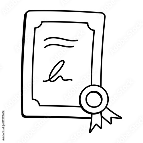Business certificate icon in doodle style 
