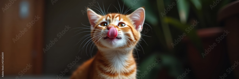 Adorable close-up of a playful orange kitten with a curious expression, perfect for pet care promotions or animal-related content. Adorable close-up of a playful orange kitten with a curious expression, perfect for pet care promotions or animal-related content.