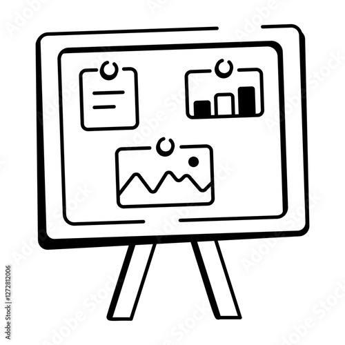 A hand drawn icon of presentation board 
