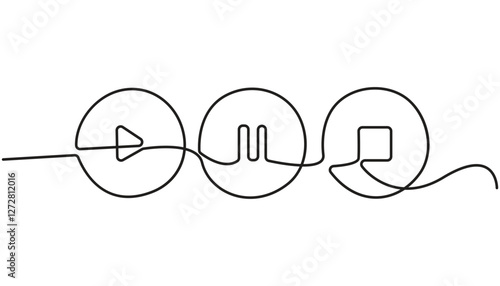 start, pause, stop continuous one line drawing