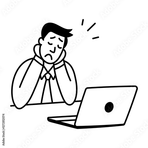 A hand drawn icon of stressed worker 

