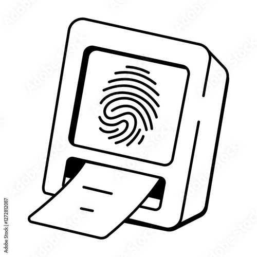 Biometric scanner icon in doodle style 

