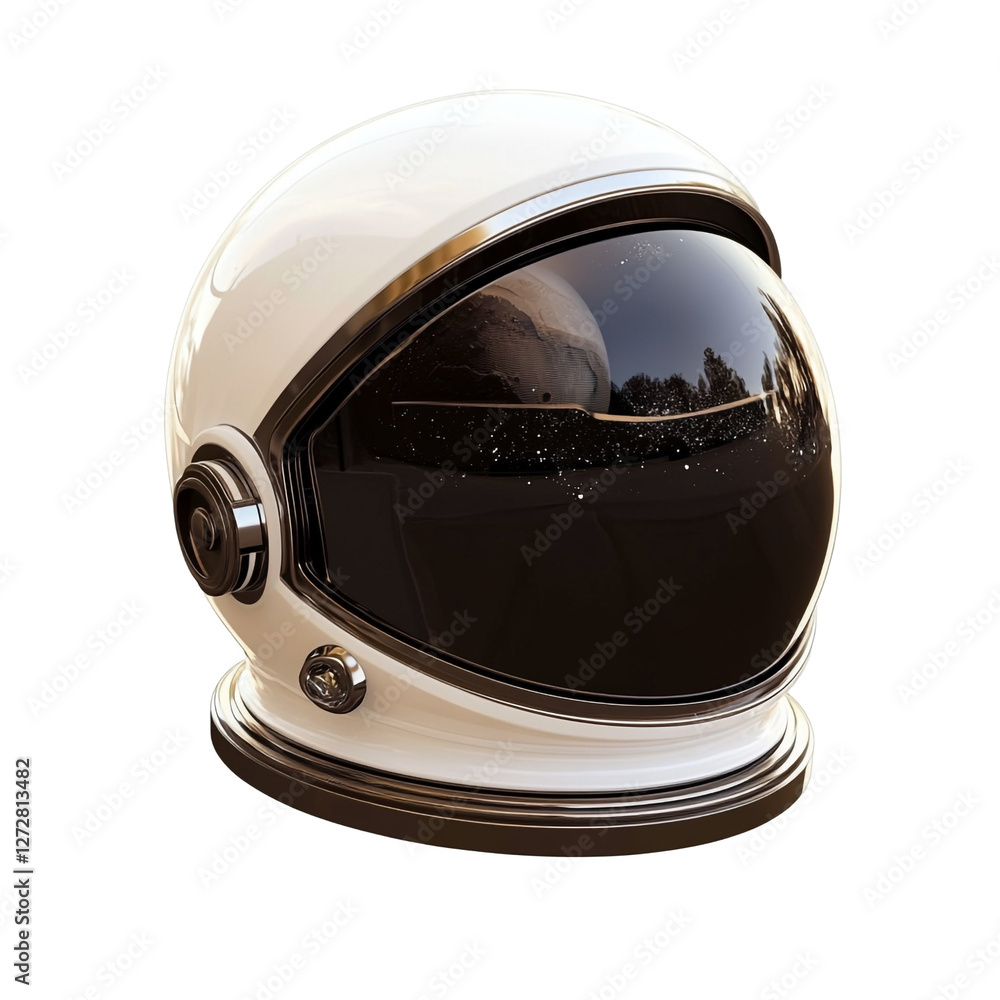 Fototapeta premium Astronaut Helmet Reflecting Moon Space Exploration,