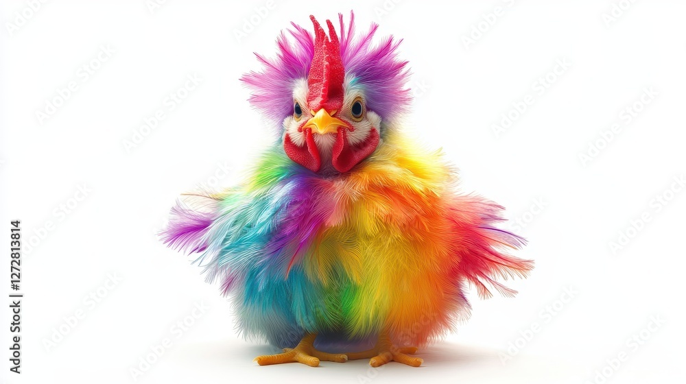 Obraz premium Vibrant Rainbow Chick: A Colorful Delight