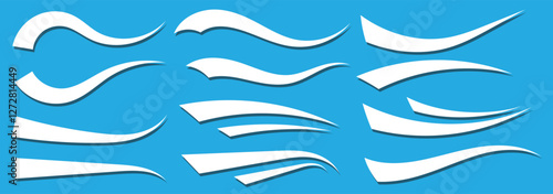 Swoosh Baseball flat Sign, Typography font curve tail, font swoosh tail ornamental vector elements. Underlined text tails. Retro Swoop wave line.