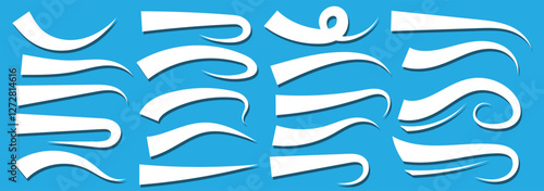 Swoosh Baseball flat Sign, Typography font curve tail, font swoosh tail ornamental vector elements. Underlined text tails. Retro Swoop wave line.