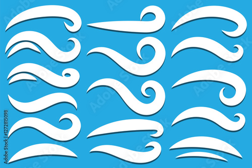 Swoosh Baseball flat Sign, Typography font curve tail, font swoosh tail ornamental vector elements. Underlined text tails. Retro Swoop wave line.