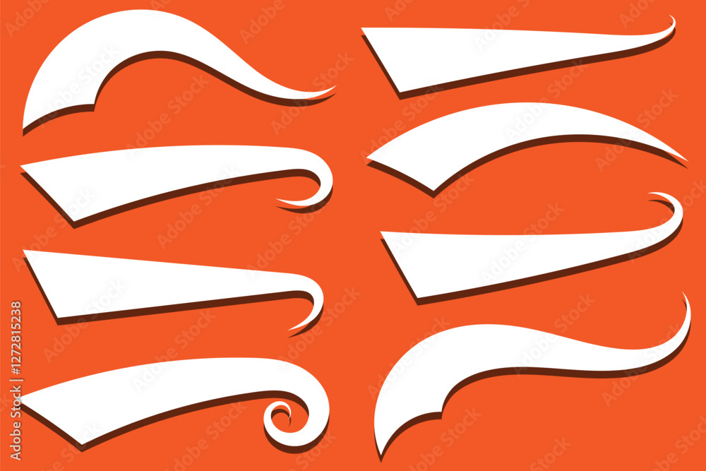 Obraz premium Swish and swash tail collection. Collection of black decorative pen lines and strokes. Underline swish tails for sport text logos, swirl calligraphic font line decoration element. Vector illustrator.