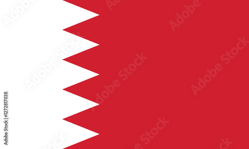 Bahrain flag. Flag of Bahrain. The official ratio. Flag icon. Standard color. Standard size. A rectangular flag. Computer illustration. Digital illustration. Vector illustration.