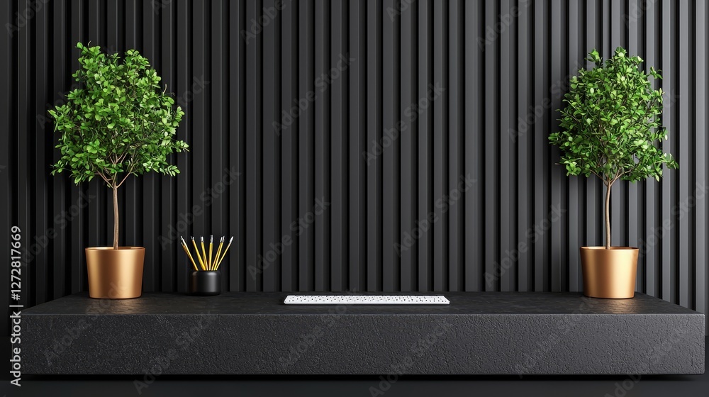 Fototapeta premium Modern Workspace Display with Plants