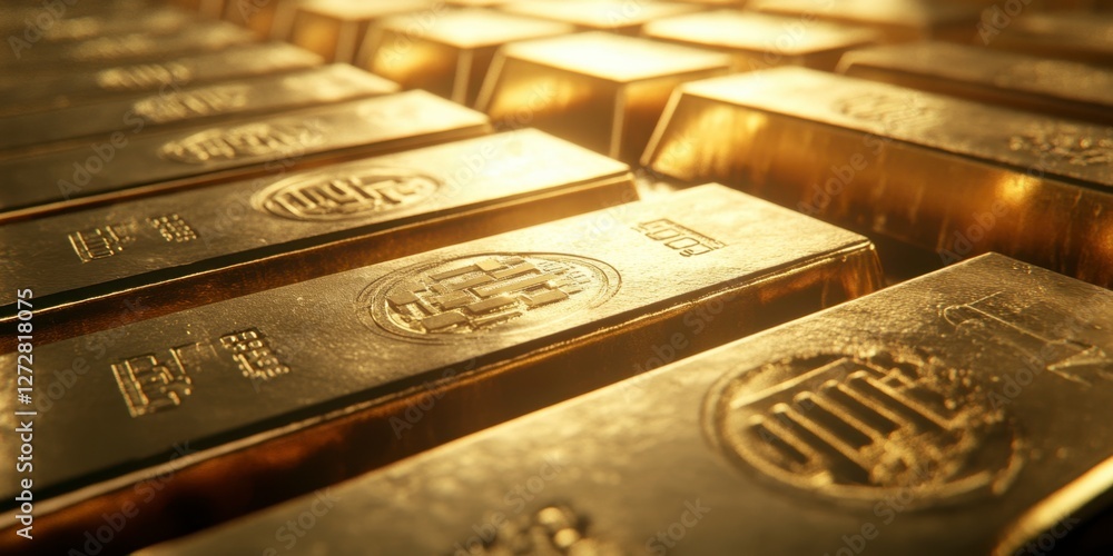 Gleaming Gold Bars Stacked in a Luxurious Wealth Display Gleaming Gold Bars Stacked in a Luxurious Wealth Display