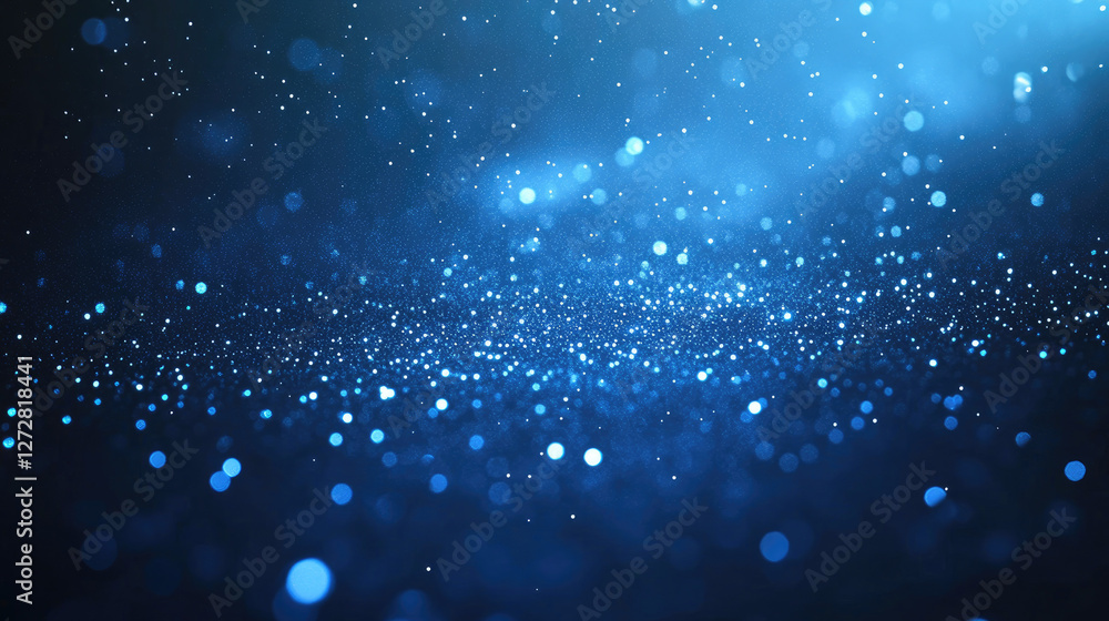 Obraz premium A starry sky background illuminated by blue light bokeh, creating a festive and magical atmosphere. The twinkling stars shine gently in a dreamy, ethereal night sky, perfect for capturing the joy