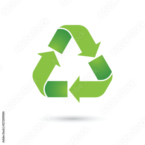 Light green recycle symbol is isolated on a white background. icon of reusing unwanted items to reduce the planet's waste. Concept of conservation, production, environment, renewable energy.