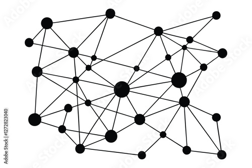 A 3D network connection illustrates the global social network concept on white background