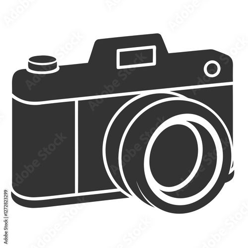 Simple silhouette of a camera, A clean, stylized, and straightforward silhouette of a camera