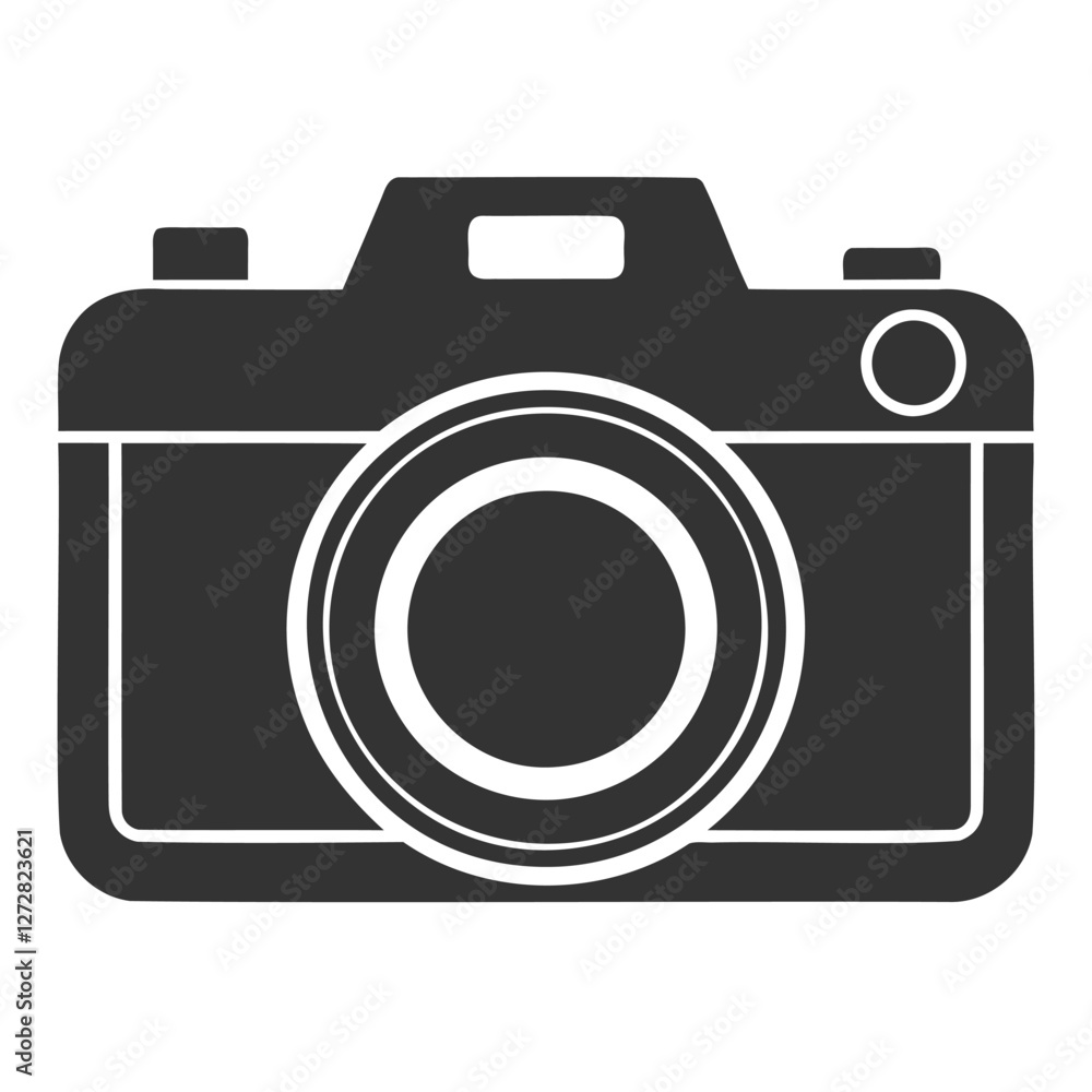 Simple silhouette of a camera, A clean, stylized, and straightforward silhouette of a camera Simple silhouette of a camera, A clean, stylized, and straightforward silhouette of a camera