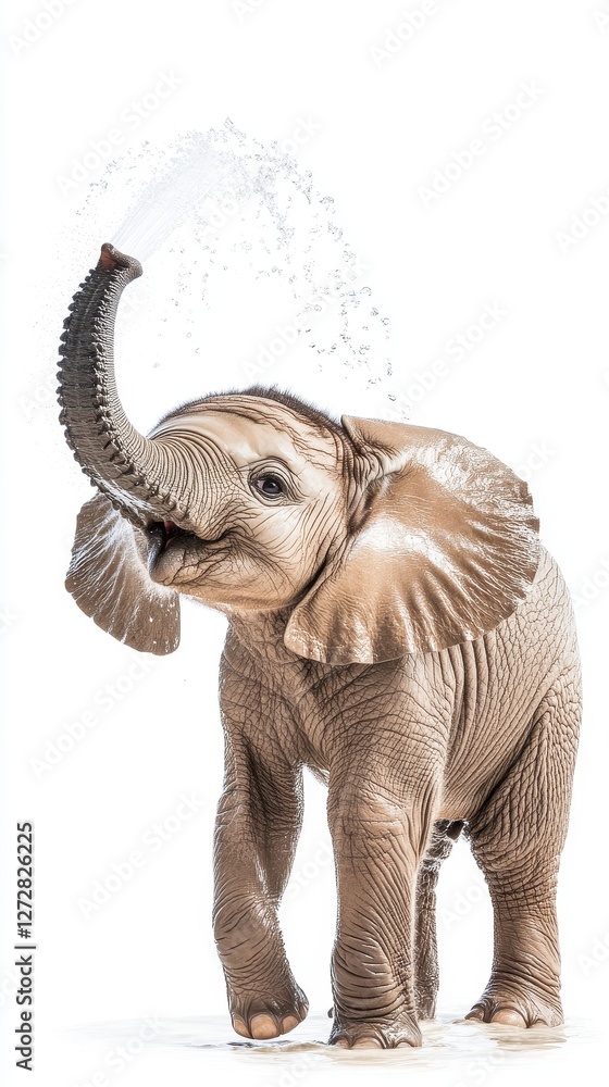 Fototapeta premium Playful Young Elephant Showering Itself
