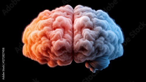 Brain surrounded by colorful smoke representing creativity and human imagination in artistic concept image photo