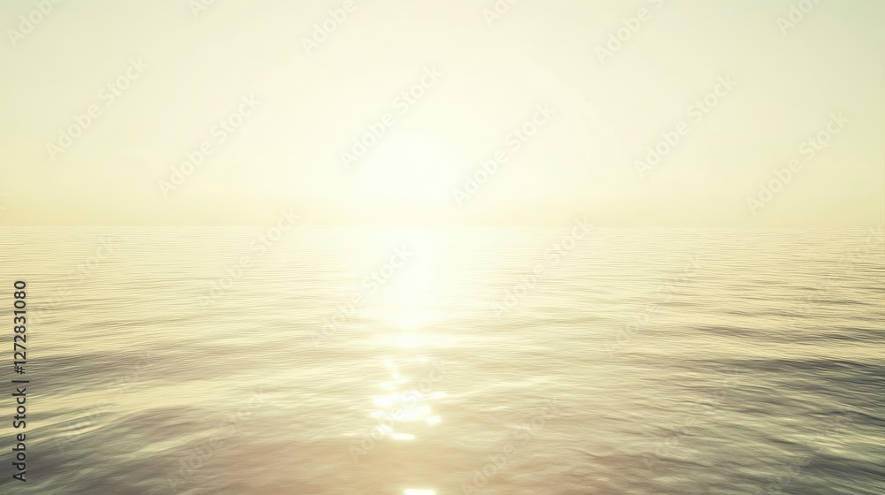 Serene Ocean Horizon with Soft Sunlight at Dawn or Dusk Serene Ocean Horizon with Soft Sunlight at Dawn or Dusk