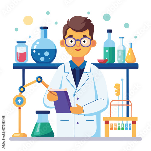 scientist doing his research in his lab vector