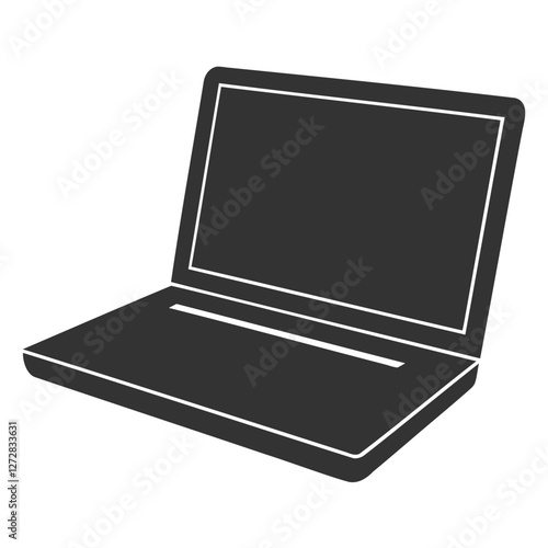 Vector Illustration of an Open Laptop, A simple, clean, and modern vector graphic of an open laptop