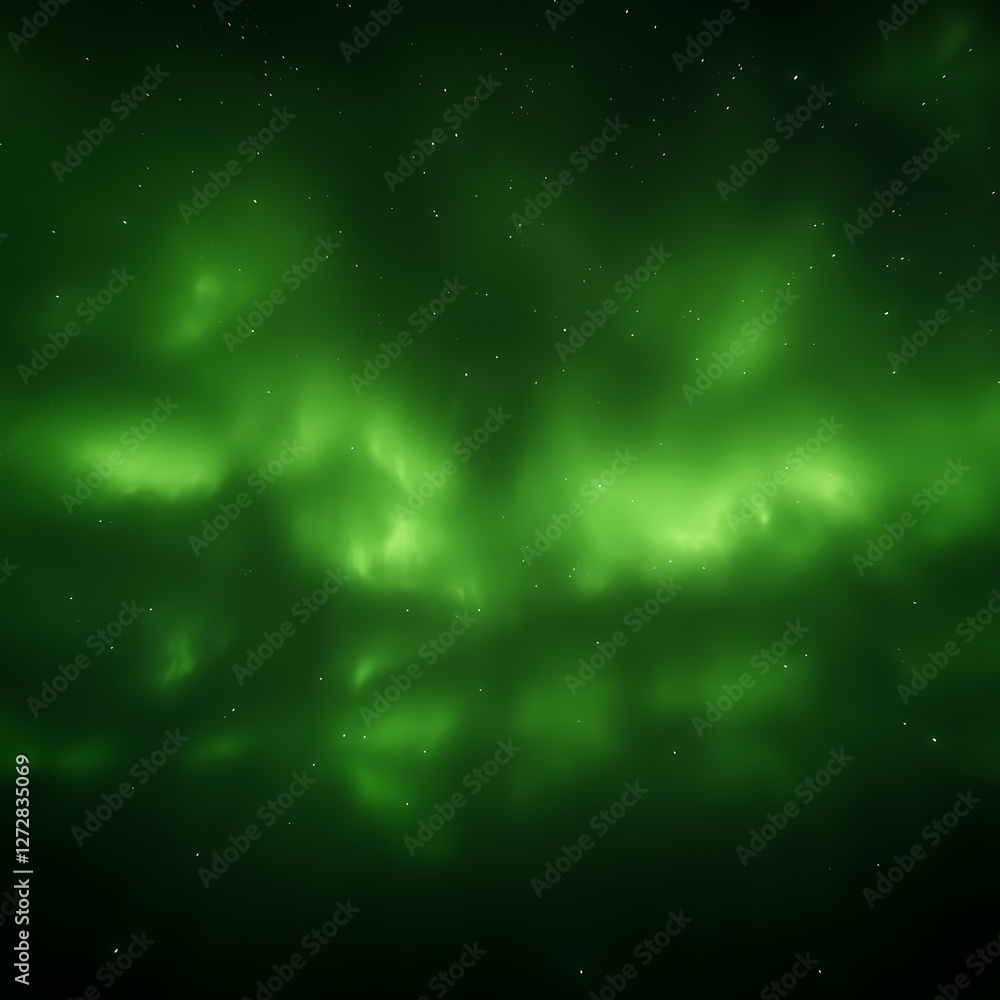 Obraz premium Serene Night Sky Aurora Borealis Display of Green Northern Lights with Stars in Natural Phenomenon.