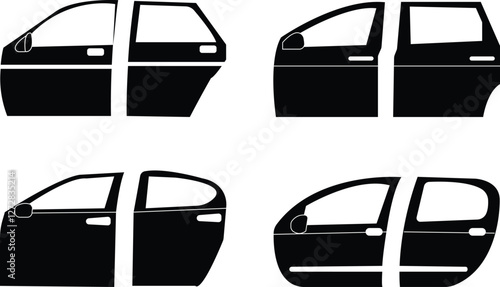 car door icon set, Modern Simple styles of vector graphic designs elements, auto service, repair, car detail related to car service auto garage, ,window, spare part. isolated on transparent background