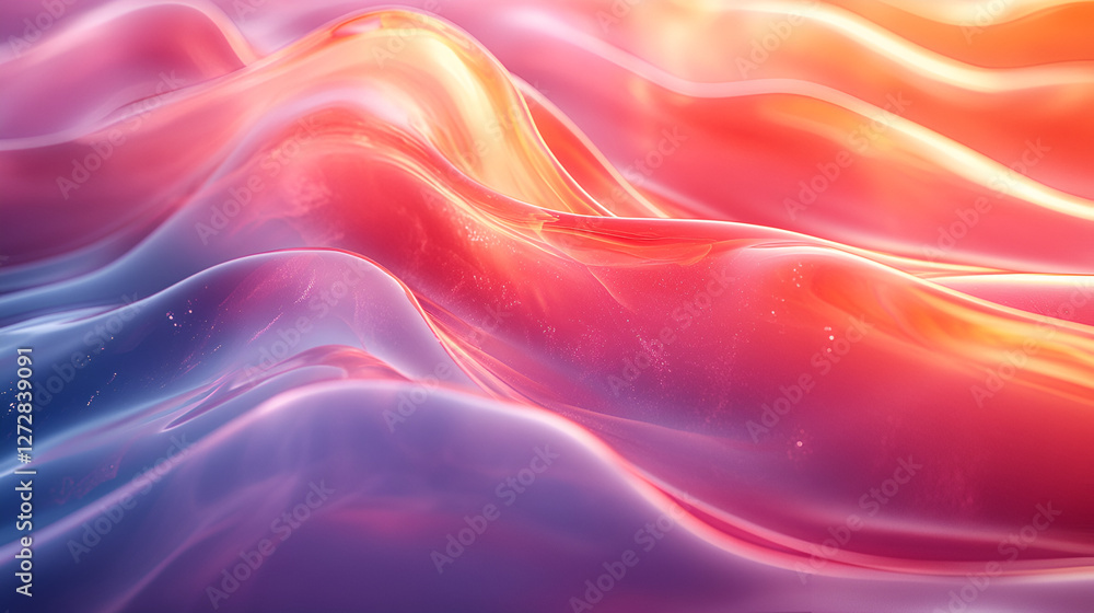 Fototapeta premium Abstract waves with fluid motion, Vibrant colors, Smooth gradients, Futuristic design, Dreamlike landscape