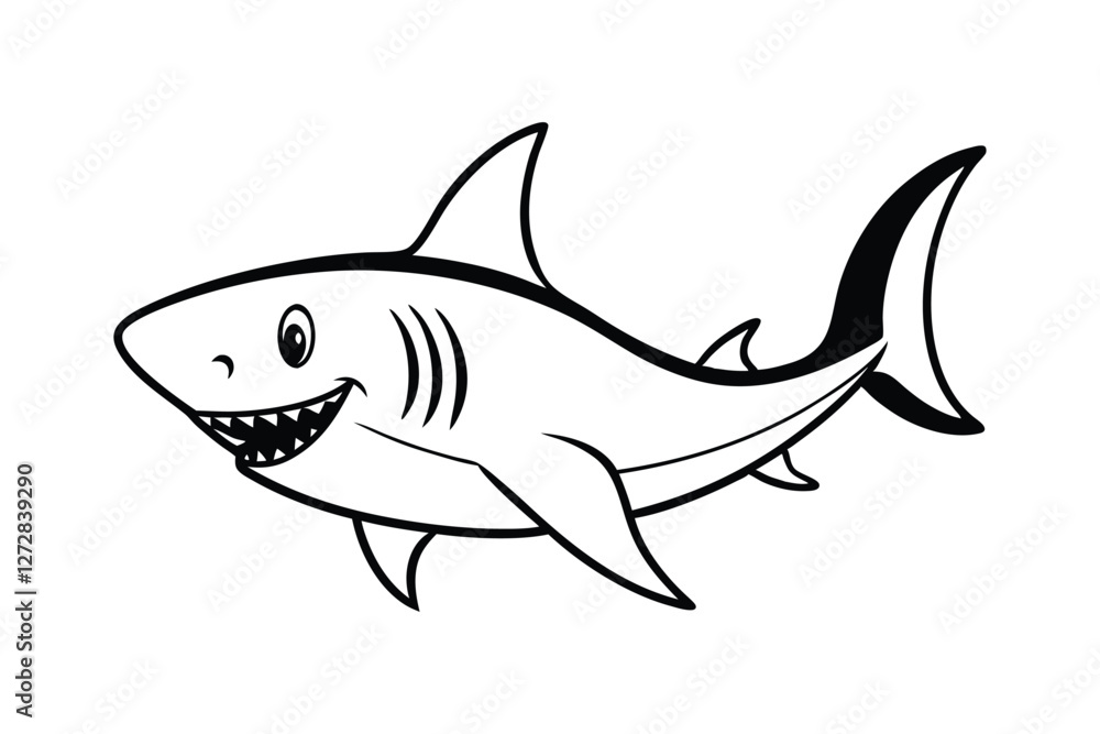 Fototapeta premium Line art illustration of a shark for coloring books.eps