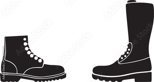 Black Silhouettes of Combat Boots and Tall Riding Boots