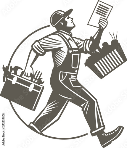 handyman gardener errand man and administration in a logo icon