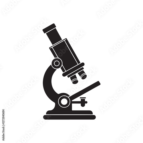 Microscope Vector Icon for Science and Laboratory Research. Flat Microscope Symbol for Medical, Biology, and Chemistry Studies. Modern Microscope Illustration for Education and Scientific Analysis