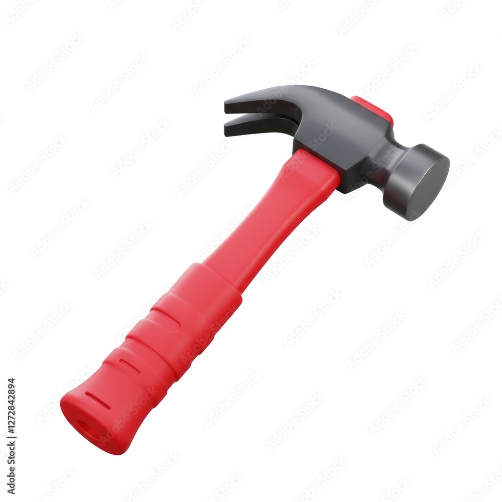 Red and Grey Claw Hammer Isolated Tool for Carpentry Projects Red and Grey Claw Hammer Isolated Tool for Carpentry Projects
