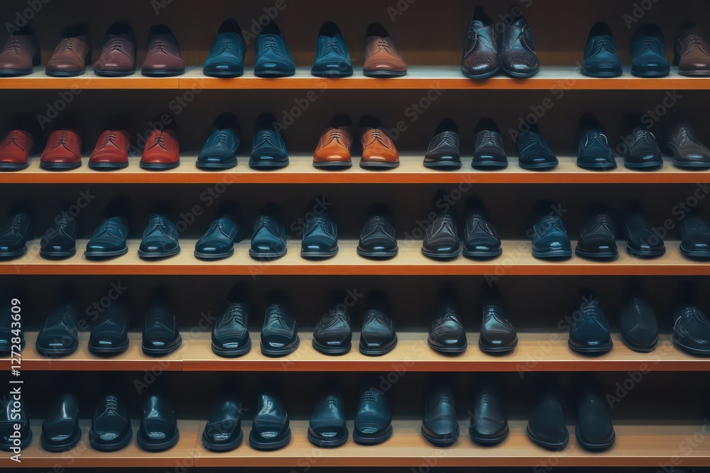 Shelf of shoes in retail store at shopping mall Shelf of shoes in retail store at shopping mall
