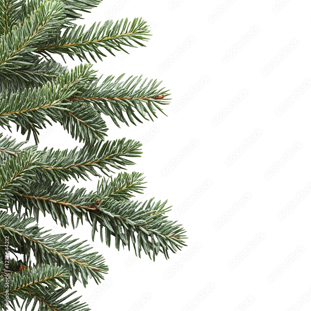 Frosty Pine Branches on Black Background Winter Holiday Design, Frosty Pine Branches on Black Background Winter Holiday Design,