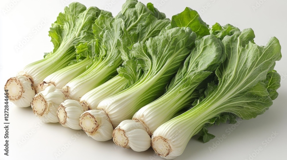 Fresh Vegetables: A Cluster of Bok Choy on White Background. Generative AI Fresh Vegetables: A Cluster of Bok Choy on White Background. Generative AI
