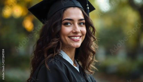 Portrait of a graduate woman with academic cap