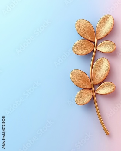 Elegant golden leaf design on soft pastel gradient background