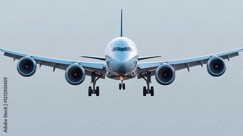 Naklejka premium commercial airplane isolated on transparent background high resolution png for aviation design projects,digital illustrations featuring detailed aircraft structure
