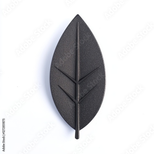 Decorative Black Leaf Design on Plain White Background photo